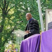 Dr. Lewis Brooks speaks to UM graduates.